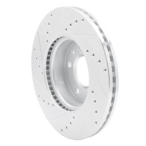 Cadillac ATS Brake Rotor (1) - Front Right - R1 Concepts - Drilled & Slotted - Silver - `13-`25